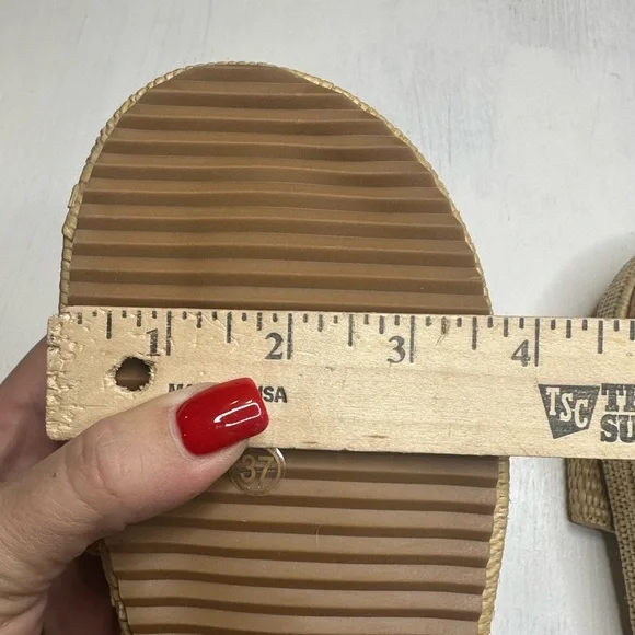 Lookyno Raffia Slide Sandals Women’s EU 37 Tan Woven Platform Summer Shoes - Picture 7 of 11